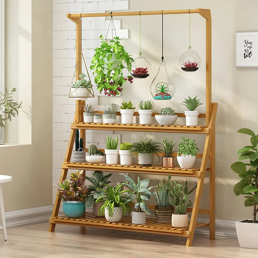 Create Your Green Corner 3-Tier Folding Bamboo Plant Stand