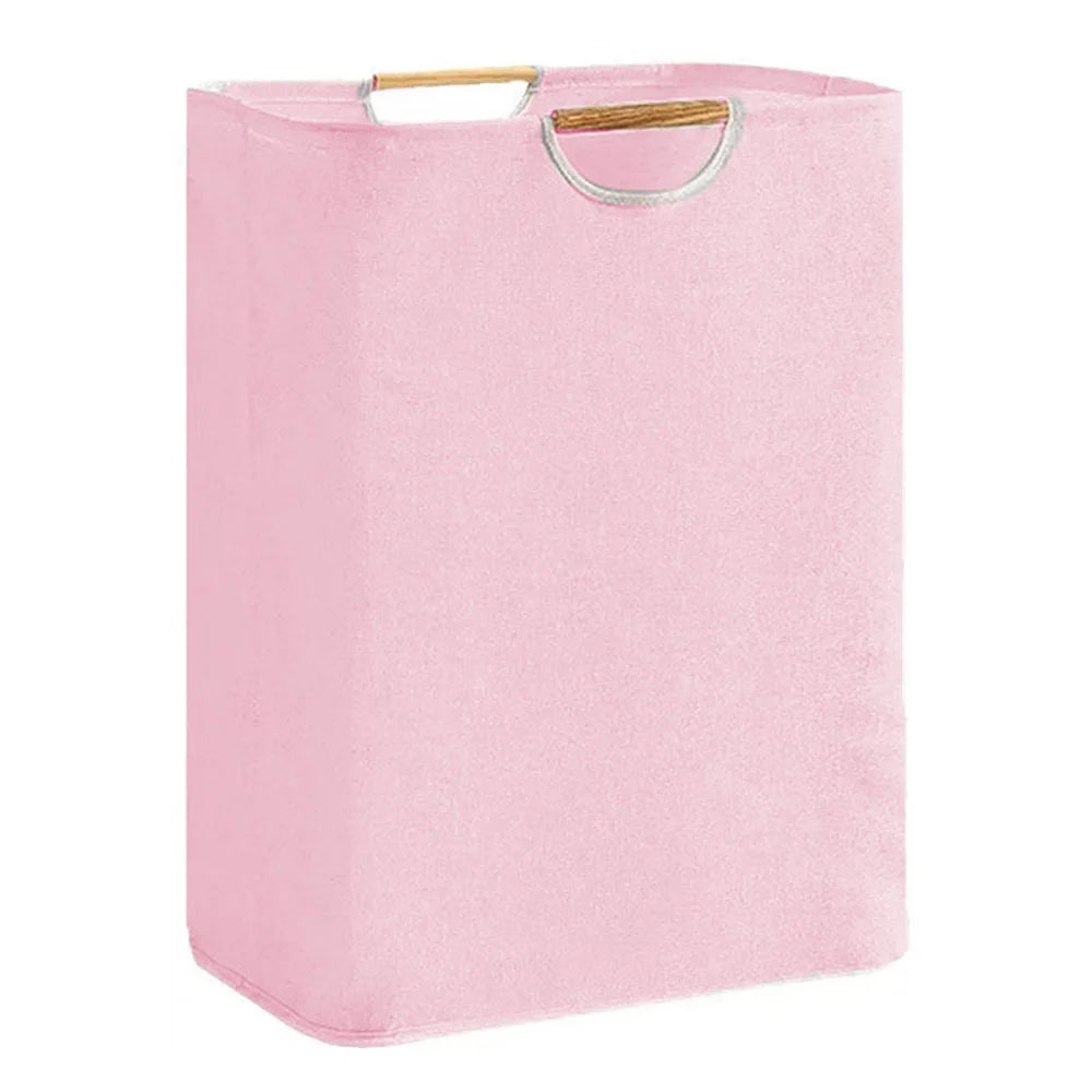 Essential Collapsible Laundry Basket For Small Spaces With Wooden Handle