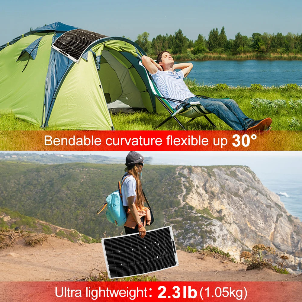 Go Off-Grid 100W Flexible Solar Panel for RV & Camping