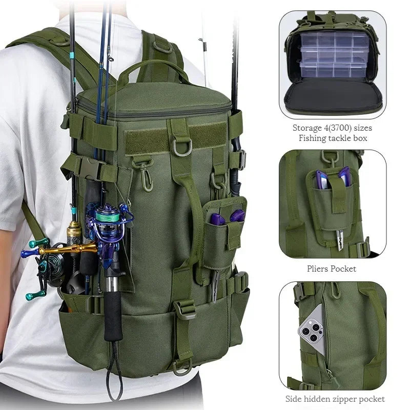 Fishing Backpack For Men With Large Capacity Rod Storage And Outdoor Gear